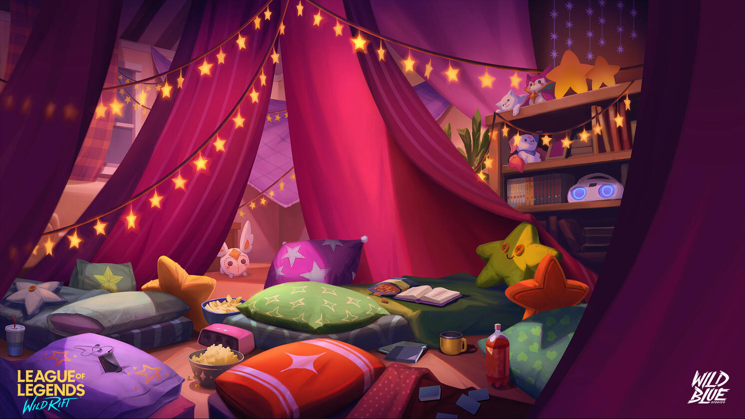 LoL WildRift Star Guardian slumber party background (Created in collaboration with Wild Blue studios team and the team at Riot Games)